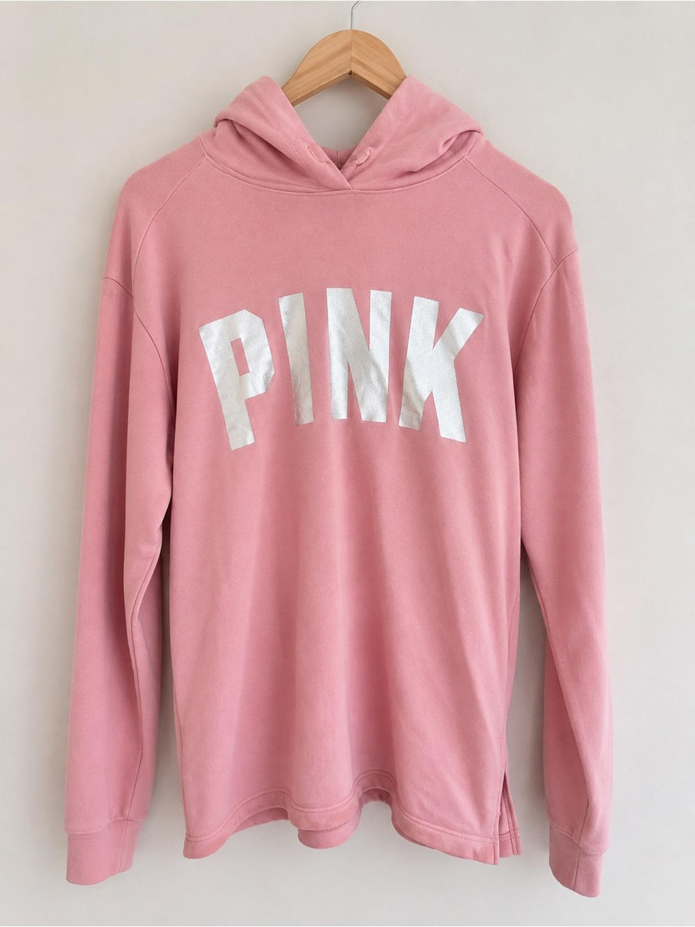 PINK Victoria's Secret Soft Pink Pullover Hoodie with Metallic Logo
